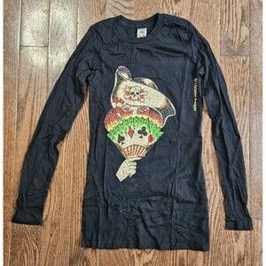Vtg Y2K Ed Hardy Christian Audigier Long Sleeve Pirate Shirt Rhinestone Sz S